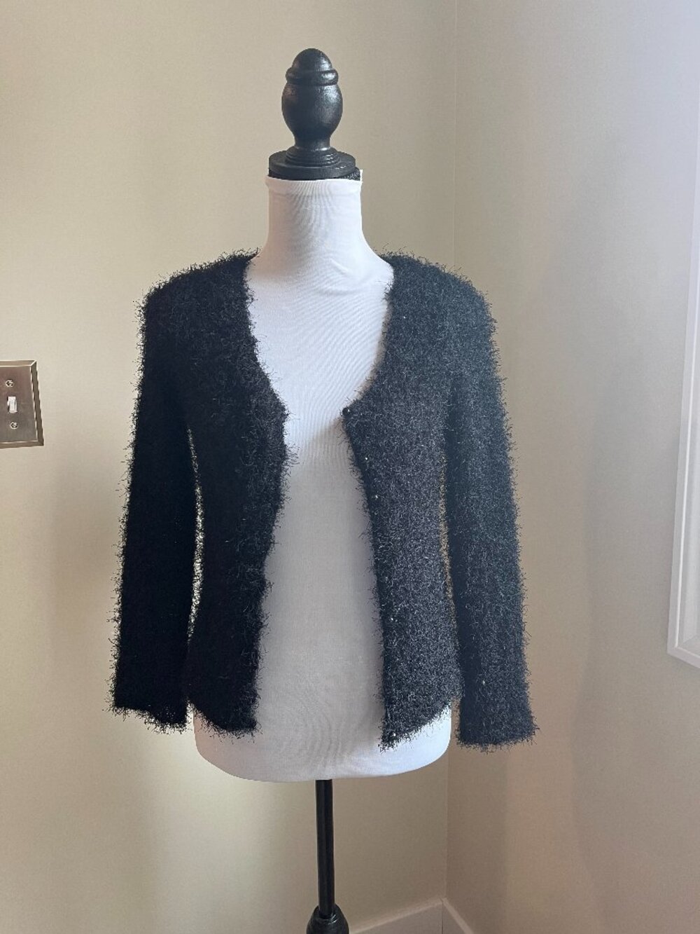 Vintage Betsey Johnson Black Cardigan, Size Medium